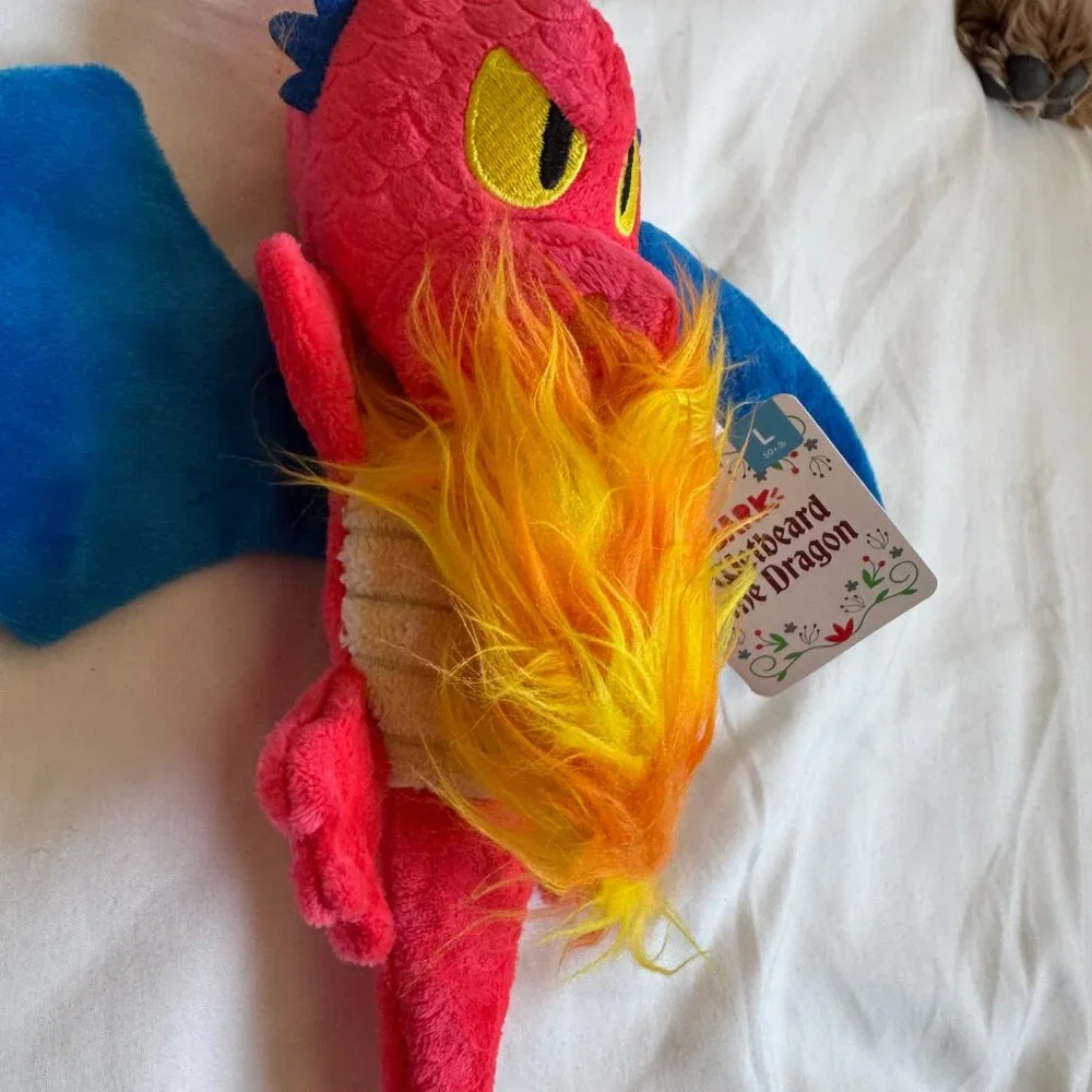 NWT Bark Box WETBEARD THE DRAGON Plush Dog Toy, Blue + Red, Large (50+ lbs)